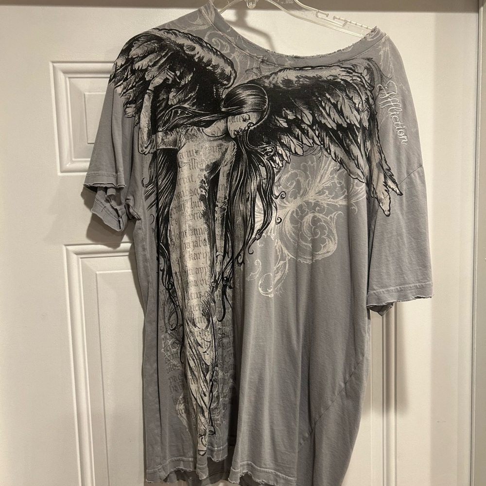 Gray Graphic Angel T-Shirt